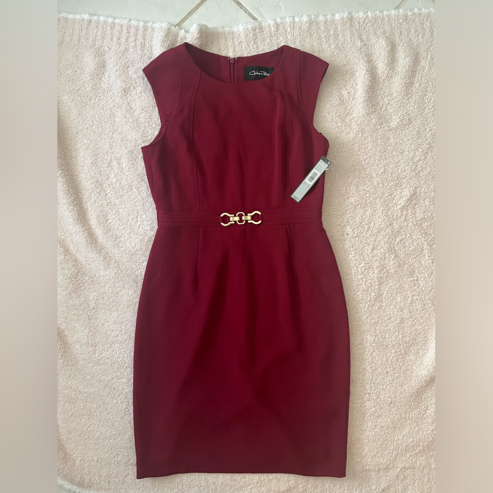 Chelsea Rose Wine Red Cap Sleeve Business Dress, zip back, size 6 NWT